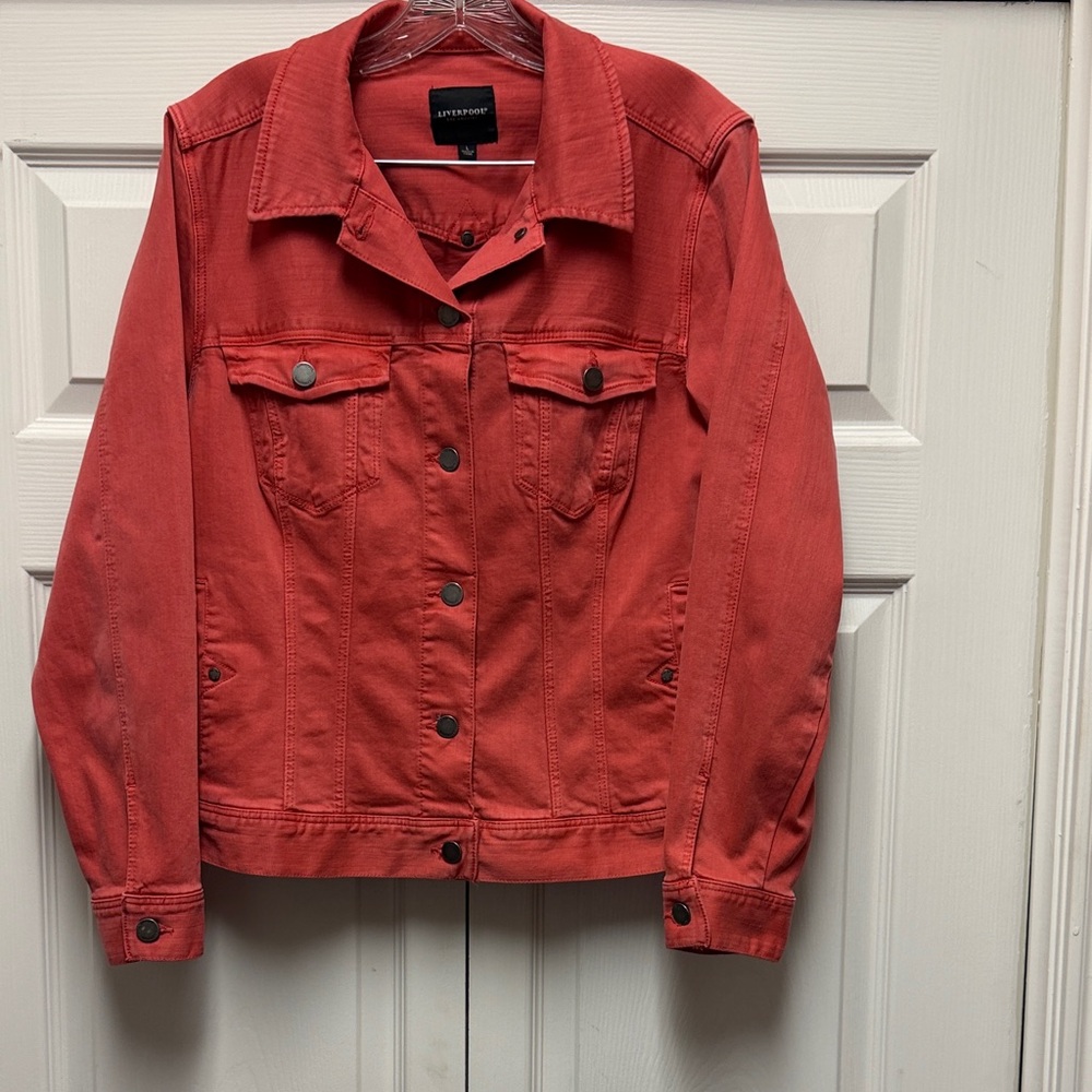 Liverpool Los Angeles Orange Twist Charley Classic Jean Jacket (Size Large)